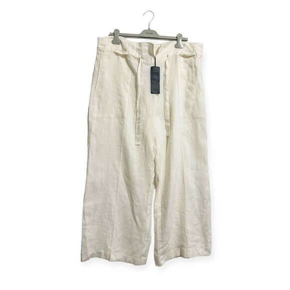 NILI LOTAN Esmae Linen Wide-leg Pants In White, Size M, New with tag‎ - Picture 3 of 16